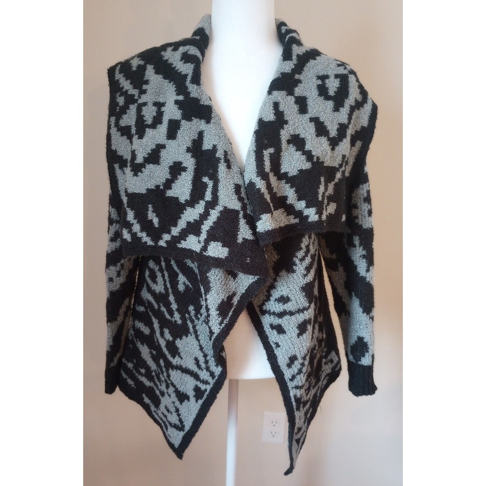 Prana Ladies Alberta Reversible Open Front Cardigan Sweater Black/Gray Small NWT